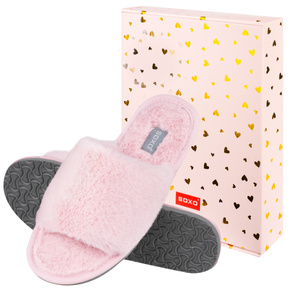 SOXO pantofole rosa morbide da donna in confezione regalo con adesivi