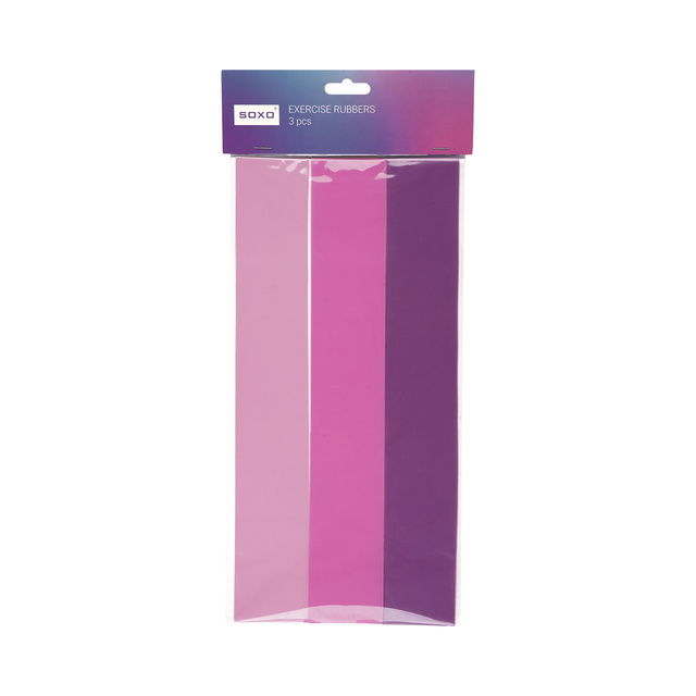 Set di 3x bande di resistenza rosa Soxo per l'esercizio fisico 