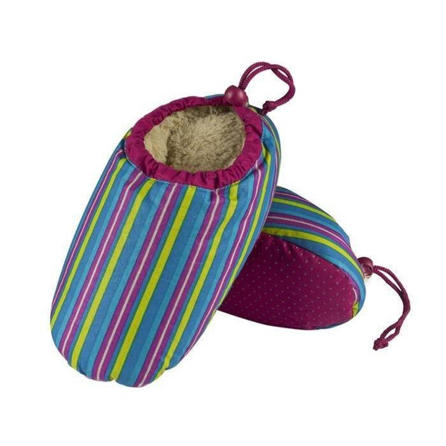 Pantofole da donna blu SOXO soft warm con piume d'anatra