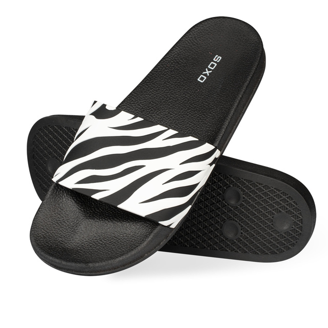 Premium Donna Uomo SOXO Zebra Beach Flip Flops | Ideale per vacanze estive e piscina | Gomma