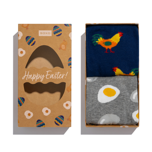 Calzini SOXO da uomo con uovo e galletto in confezione - 2 paia
