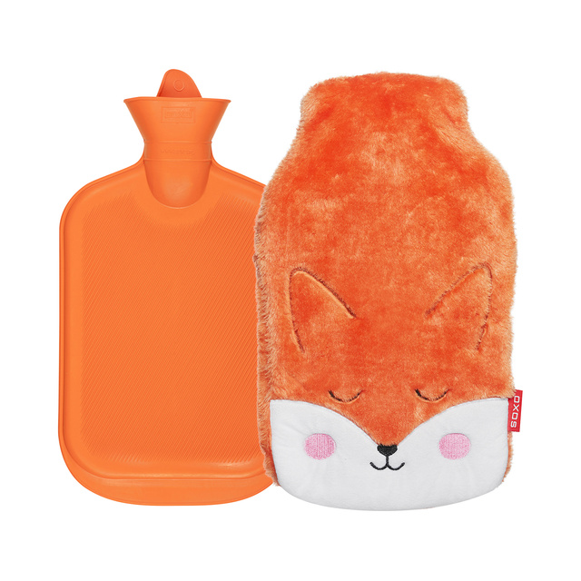 Bottiglia dell'acqua calda 1.8L riscaldatore SOXO arancione in un REGALO di peluche con rivestimento in pelliccia