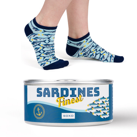 SOXO GOOD STUFF piedi colorati da donna divertenti sardine in lattina regalo 