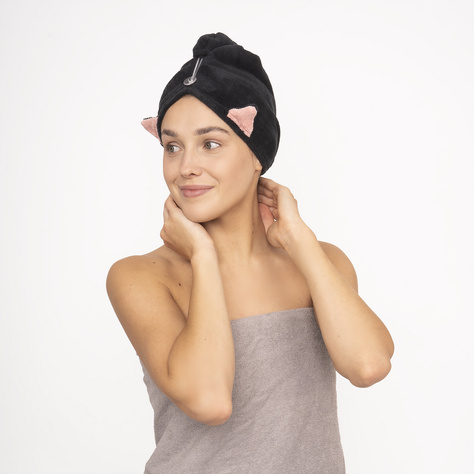 MOMO WAY gatto nero turbante da bagno | asciugamano 