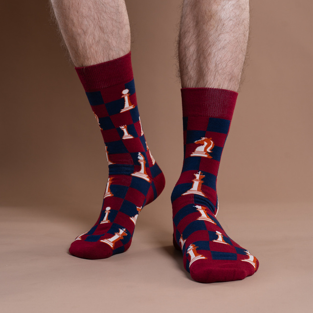 Calzini da uomo SOXO scacchi per il nonno – 2 paia