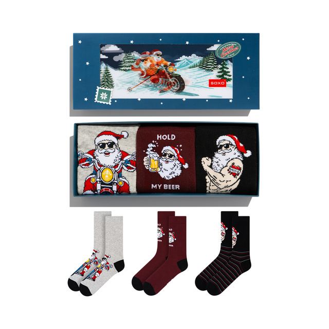 Calzini Babbo Natale Motociclista Birichino 3 Paia