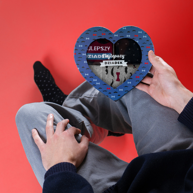 Calzini colorati da uomo SOXO GOOD STUFF, cotone con scritte in polacco super nonno