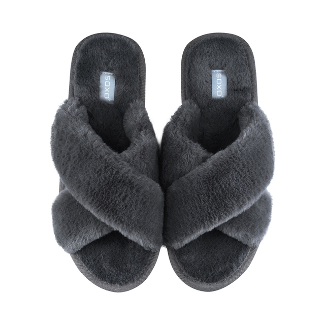 Pantofole SOXO da donna in morbida grafite in confezione regalo con adesivi