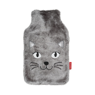 Borsa dell'acqua calda GRANDE riscaldatore SOXO grigio da 1,8 litri in un REGALO di peluche con rivestimento in pelliccia
