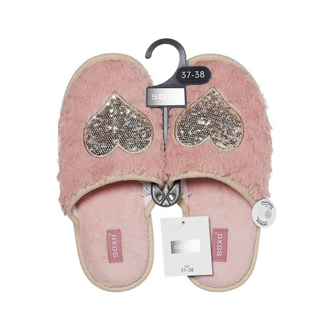 SOXO Pantofole da donna 'Sequin cuore' rosa