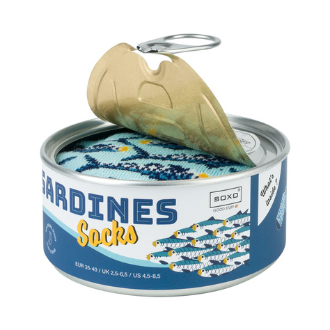 SOXO GOOD STUFF piedi colorati da donna divertenti sardine in lattina regalo 