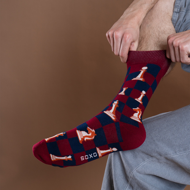 Calzini da uomo SOXO scacchi per il nonno – 2 paia
