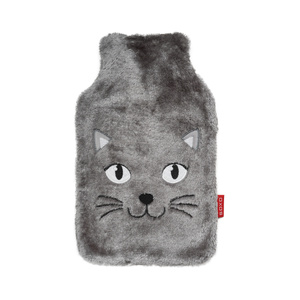 Borsa dell'acqua calda GRANDE riscaldatore SOXO grigio da 1,8 litri in un REGALO di peluche con rivestimento in pelliccia