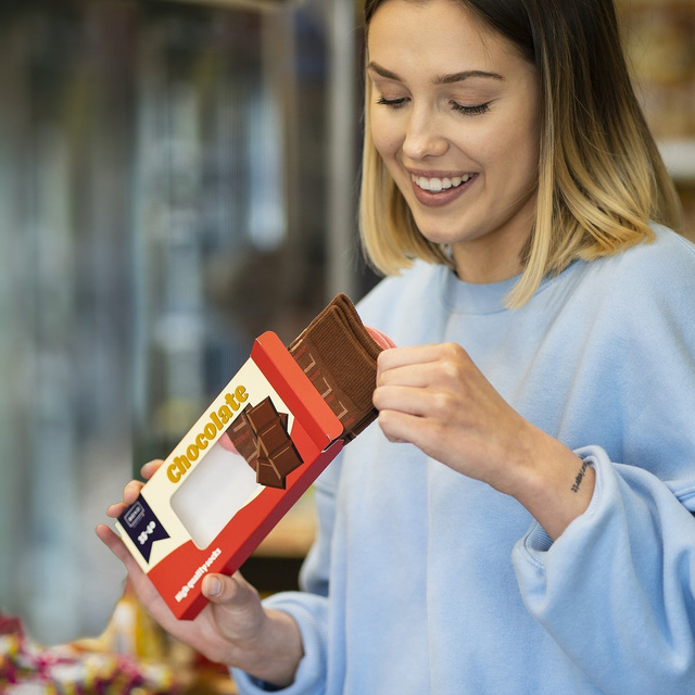 Calzini regalo da donna SOXO | barretta di cioccolato | Happy Gift