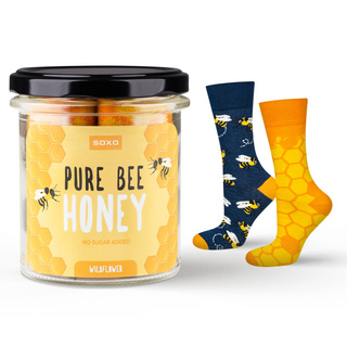 Coloratissimi SOXO GOOD STUFF Calzini Pure Bee Honey in un divertente barattolo