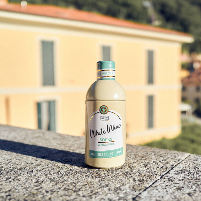 SOXO GOOD STUFF calze da donna divertenti White Wine in bottiglia regalo