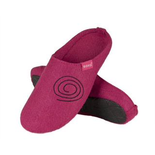 Pantofole da donna SOXO di feltro con ricamo suola TPR fuchsia