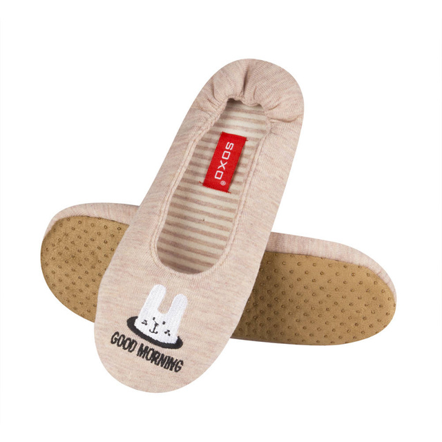 Ballerine da donna SOXO beige con scritte e suola morbida 