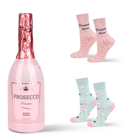 Set di 2 calzini da donna SOXO allegro Prosecco in bottiglia un regalo per lei