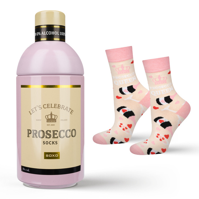 Calze da donna SOXO GOOD STUFF divertenti Prosecco in bottiglia regalo