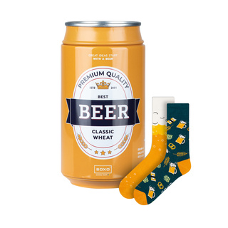 Calzini colorati da uomo SOXO GOOD STUFF, divertente birra di frumento classica in latta per un regalo