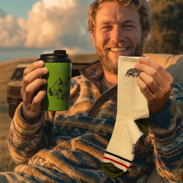 Set Regalo Calzini Camper + Tazza Termica