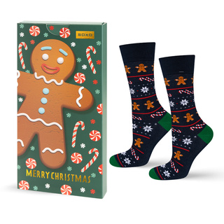 Calzini con biscotto natalizio in confezione biglietto