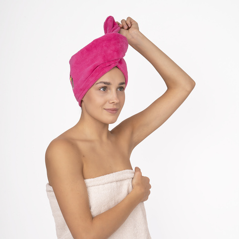 MOMO WAY Turbante da bagno rosa | asciugamano tucano