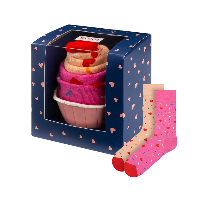 Calzini rosa SOXO cupcake da donna in confezione