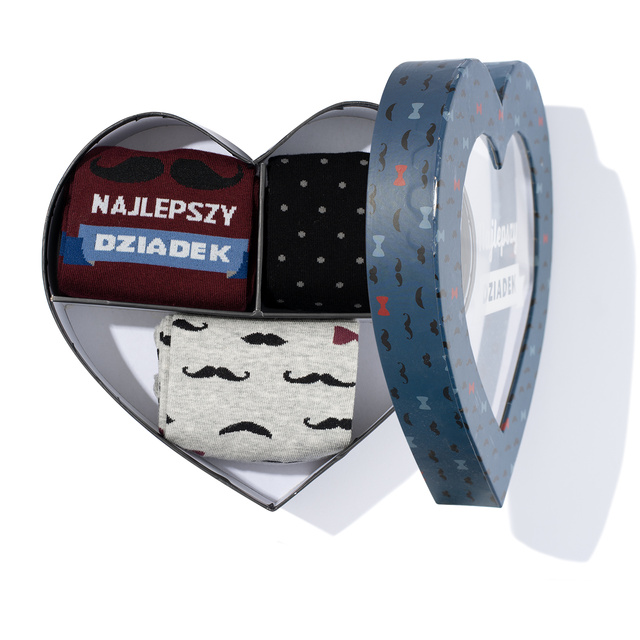 Calzini colorati da uomo SOXO GOOD STUFF, cotone con scritte in polacco super nonno