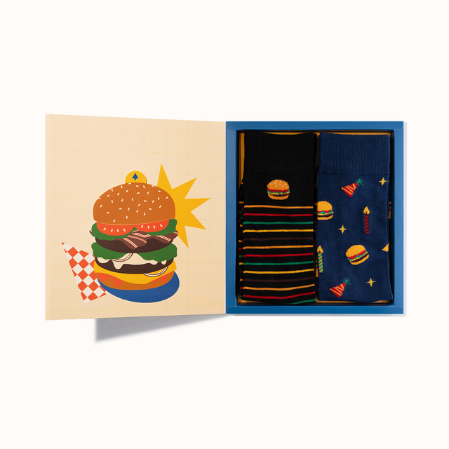 Calzini Biglietto d'auguri Burger 2 paia
