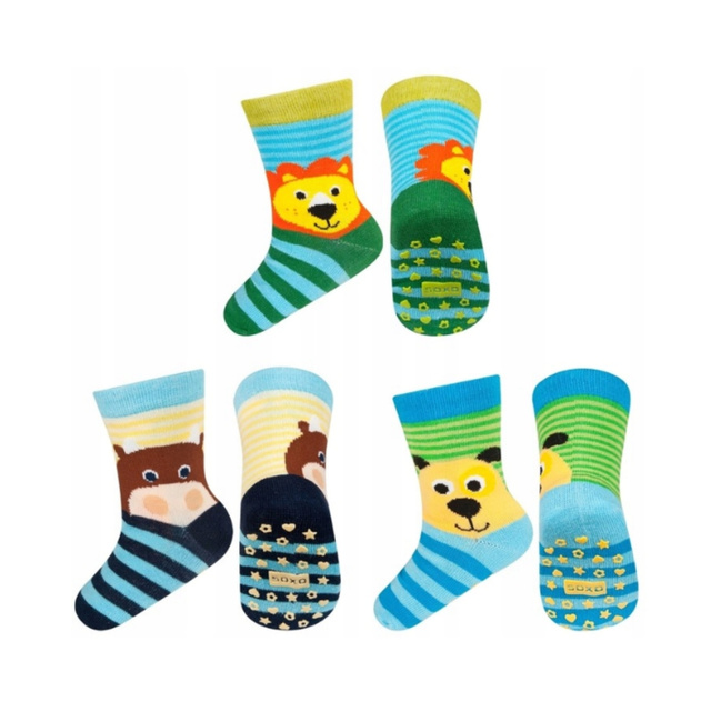 Set di 3 calzini colorati per bambini SOXO animali 