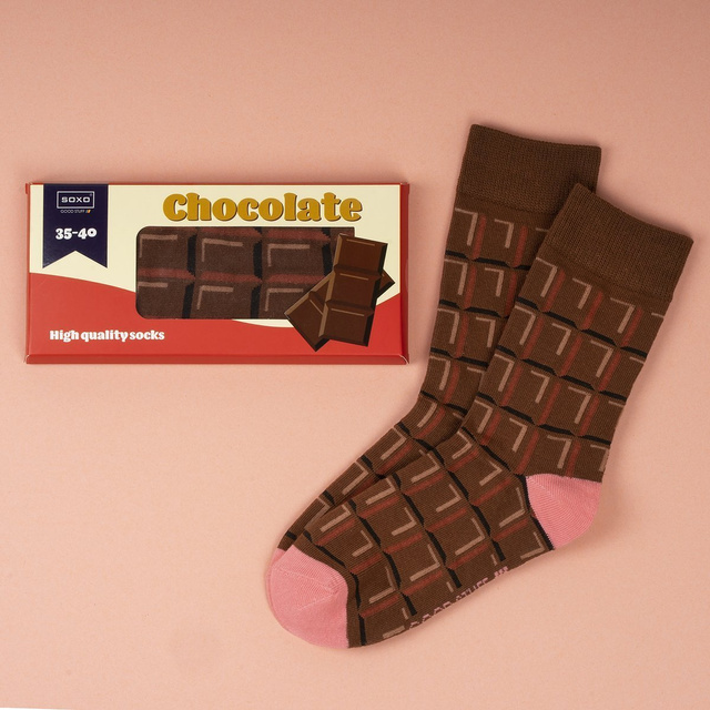 Calzini regalo da donna SOXO | barretta di cioccolato | Happy Gift