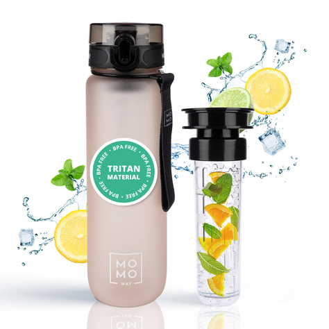 MOMO WAY Borraccia rosa cipria | ideale per i viaggi | BPA free | Tritan