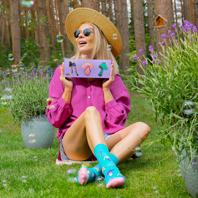 Set di 3x calze SOXO da donna in confezione da funghi edizione premium