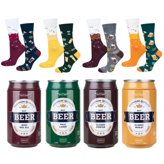 Set di 4 calzini da uomo colorati SOXO GOOD STUFF birra divertente in una lattina per un regalo