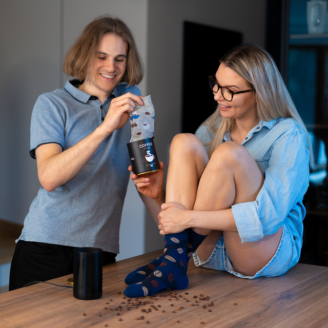 Set di 2x calzini Soxo da uomo per caffè in scatola