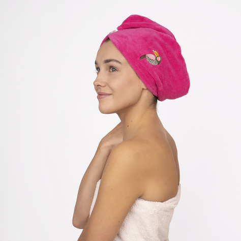 MOMO WAY Turbante da bagno rosa | asciugamano tucano