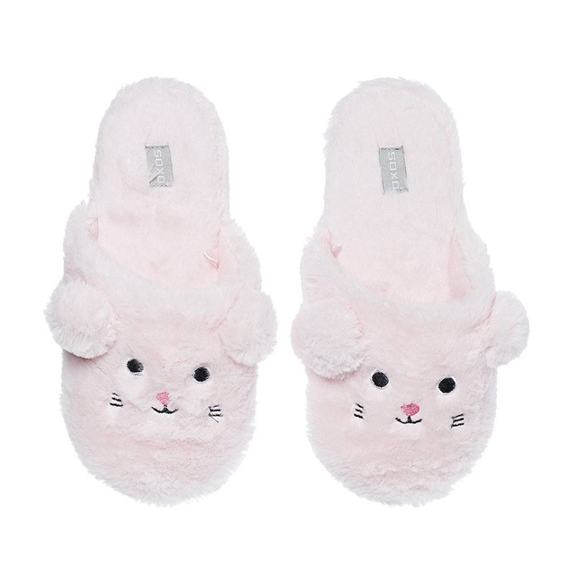 Pantofole SOXO - mouse - rosa con suole dure