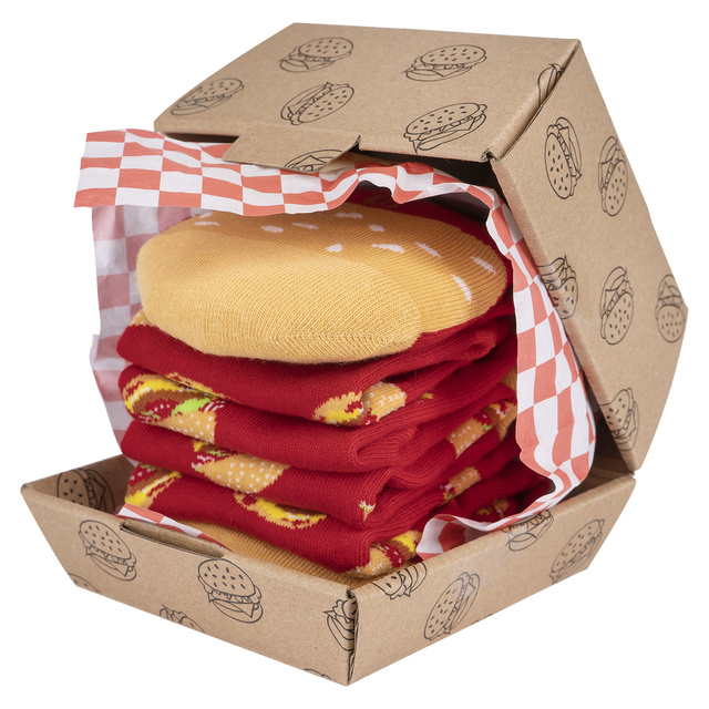 3 calzini da uomo | Hamburger nel pacchetto | Kebab nella confezione | regalo divertente per lui