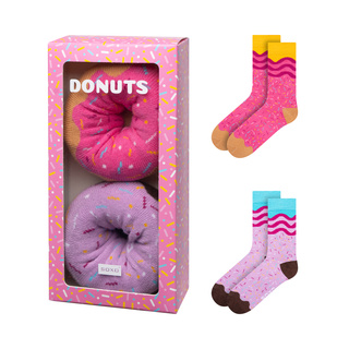 Set di 2 calzini da donna Soxo Donut in una scatola | Perfetto per un regalo | Divertente e felice | rosa