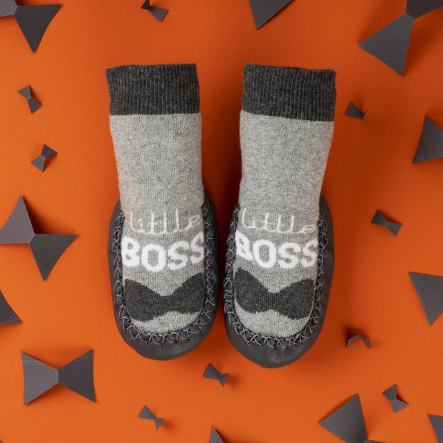 Pantofole SOXO grigie con suola in cuoio