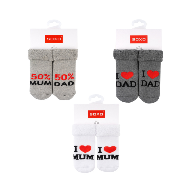 Set di 3x calzini SOXO per bambini blu navy con scritta
