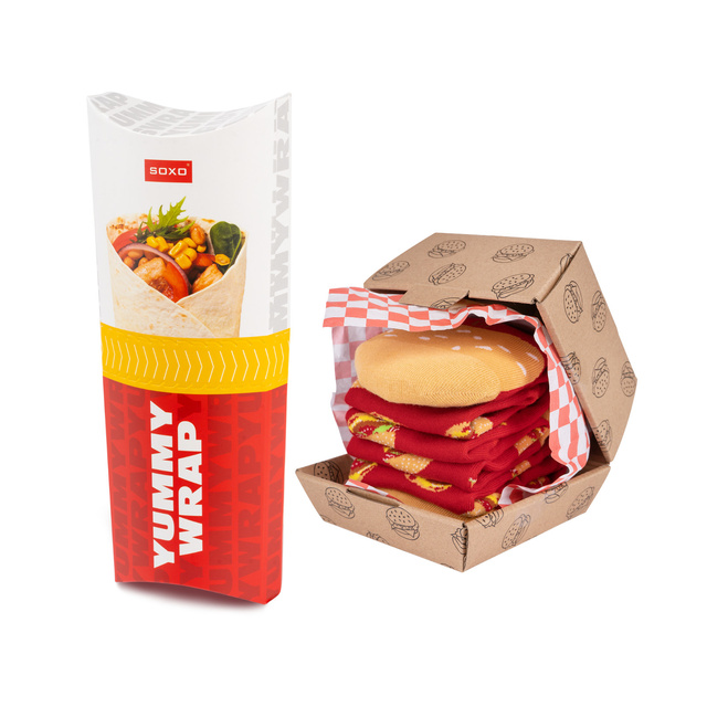 3 calzini da uomo | Hamburger nel pacchetto | Kebab nella confezione | regalo divertente per lui