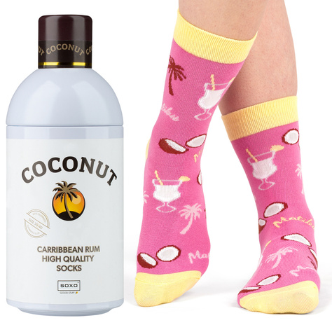 SOXO GOOD STUFF calze da donna divertenti Coconut in bottiglia regalo