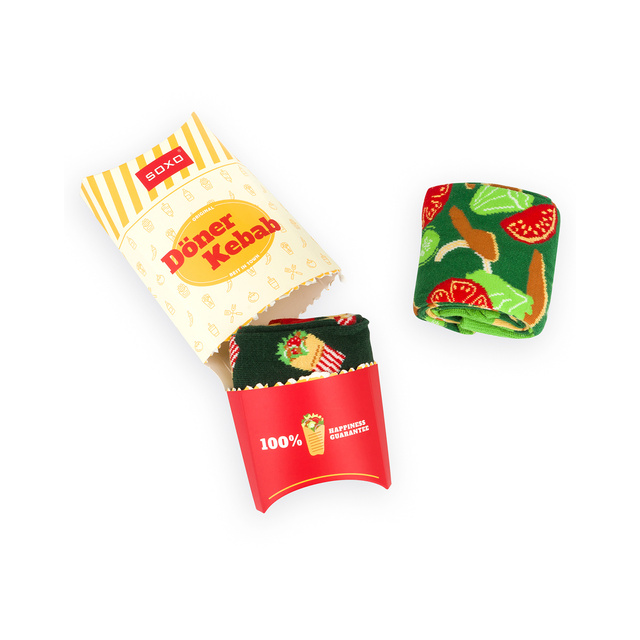 Set di 2 calzini da uomo SOXO colorati | kebab | regalo divertente per uomo | colori
