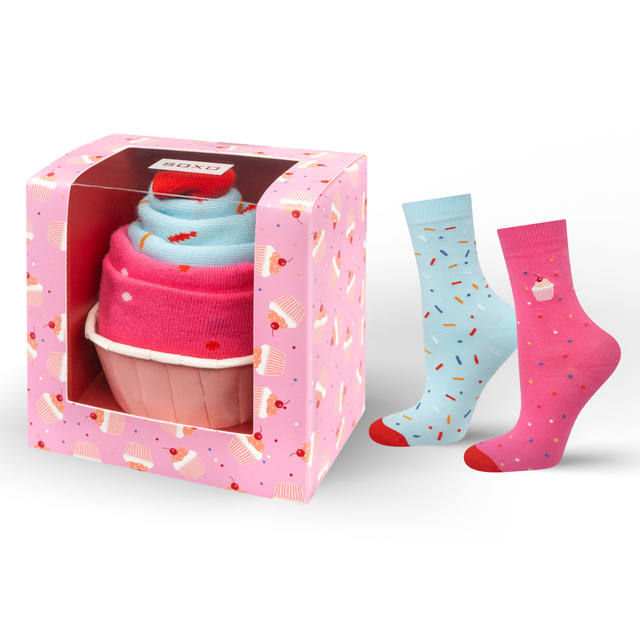 Calzini rosa SOXO cupcake da donna in confezione