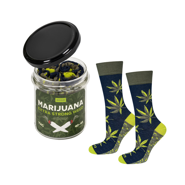 Calzini da uomo SOXO verdi allegri in un barattolo