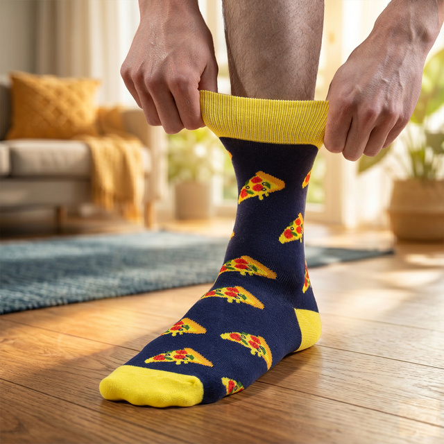 Calzini colorati da uomo e da donna SOXO con pizza in scatola | regalo per un uomo | regalo per donna