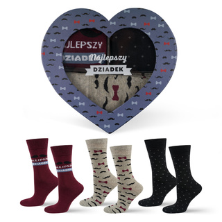 Calzini colorati da uomo SOXO GOOD STUFF, cotone con scritte in polacco super nonno